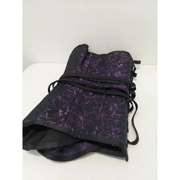 Corset Story Purple Brocade Satin Overbust, Spiral Steel Boned Corset, Waist 36" - Picture 7 of 12